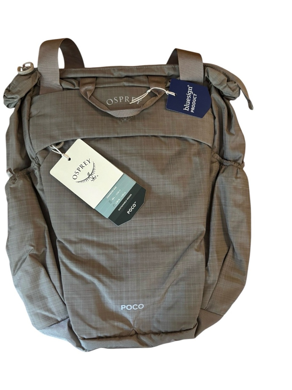 Osprey Poco Changing Tote Bag Concrete Grey Backpack Diaper Bag NWT  Newborn